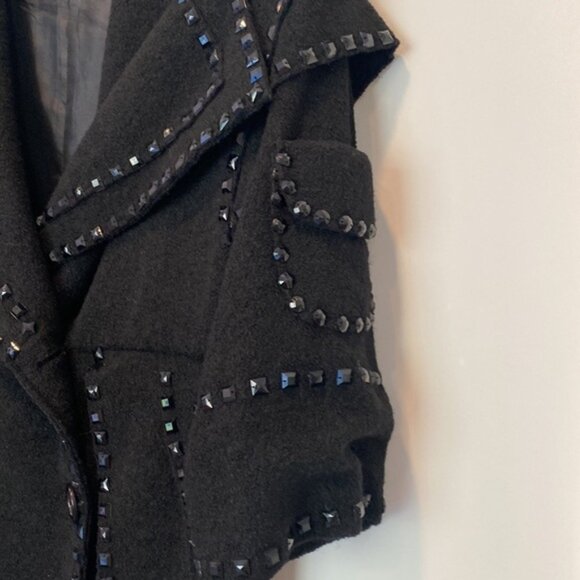 Fublin’ Foe wool blend black beaded trim coat - Picture 4 of 8